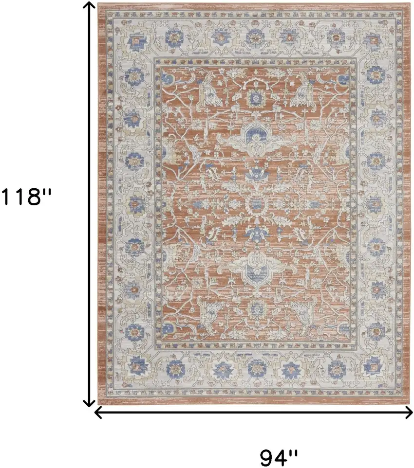 Gray and Red Oriental Power Loom Area Rug Photo 3