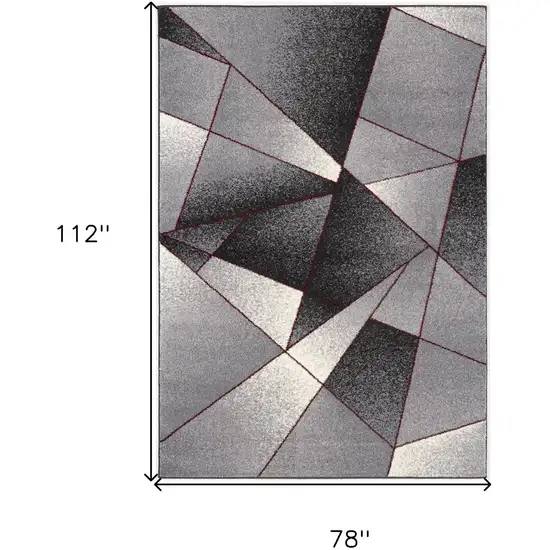 Grey Red Geometric Area Rug Photo 8