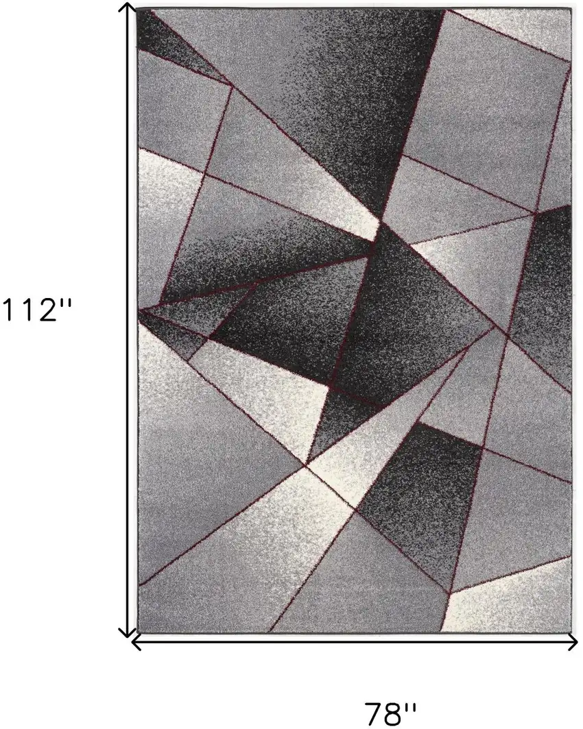 Grey Red Geometric Area Rug Photo 8