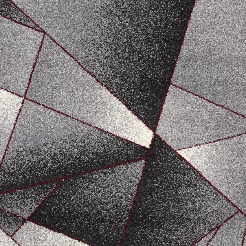 Grey Red Geometric Area Rug Photo 3