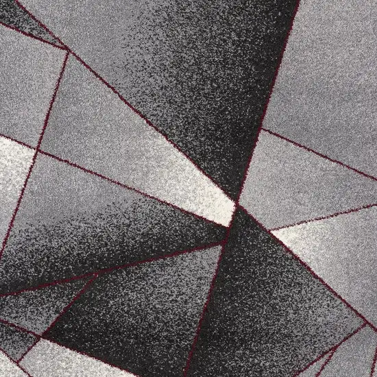 Grey Red Geometric Area Rug Photo 3