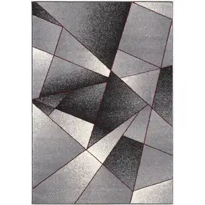 Photo of Gray and Red Prism Pattern Area Rug