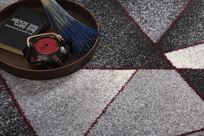 Gray and Red Prism Pattern Area Rug Photo 8