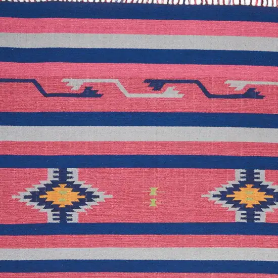 Gray and Red Southwestern Handmade Area Rug With Fringe Photo 2