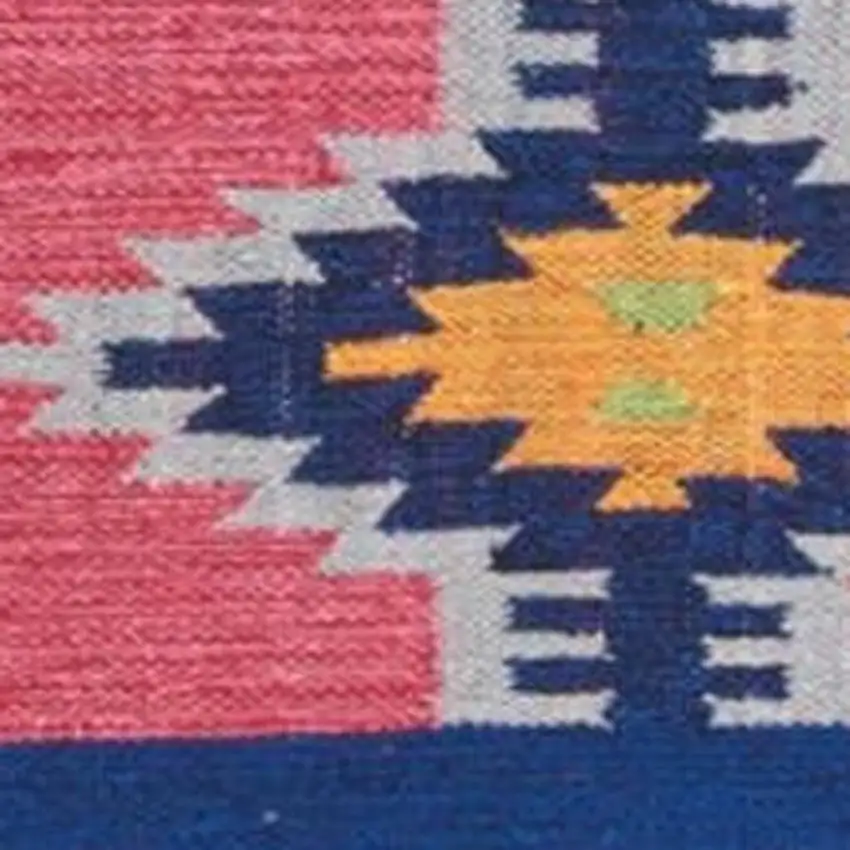 Gray and Red Southwestern Handmade Area Rug With Fringe Photo 4