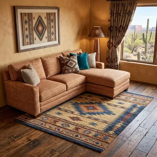 Gray and Red Southwestern Handmade Area Rug With Fringe Photo 1