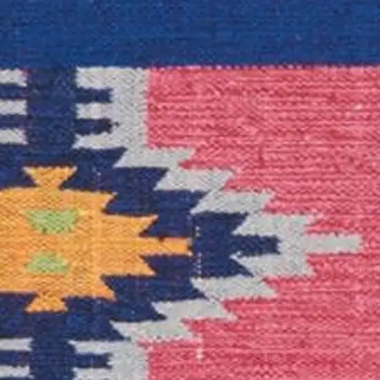 Gray and Red Southwestern Handmade Area Rug With Fringe Photo 4