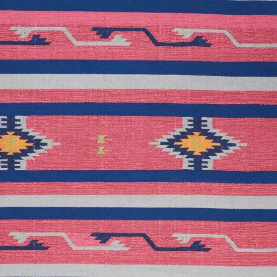 Gray and Red Southwestern Handmade Area Rug With Fringe Photo 2