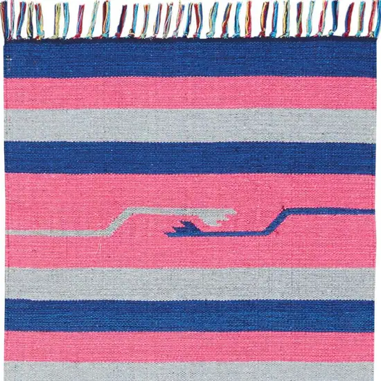 Gray and Red Southwestern Handmade Area Rug With Fringe Photo 3