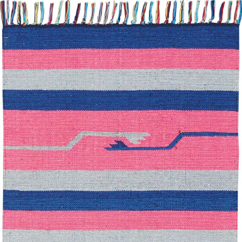 Gray and Red Southwestern Handmade Area Rug With Fringe Photo 3