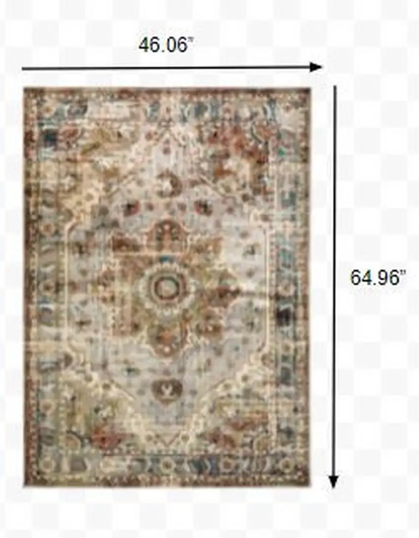 Gray and Rust Distressed Medallion Area Rug Photo 3