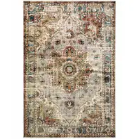 Photo of Gray and Rust Distressed Medallion Area Rug
