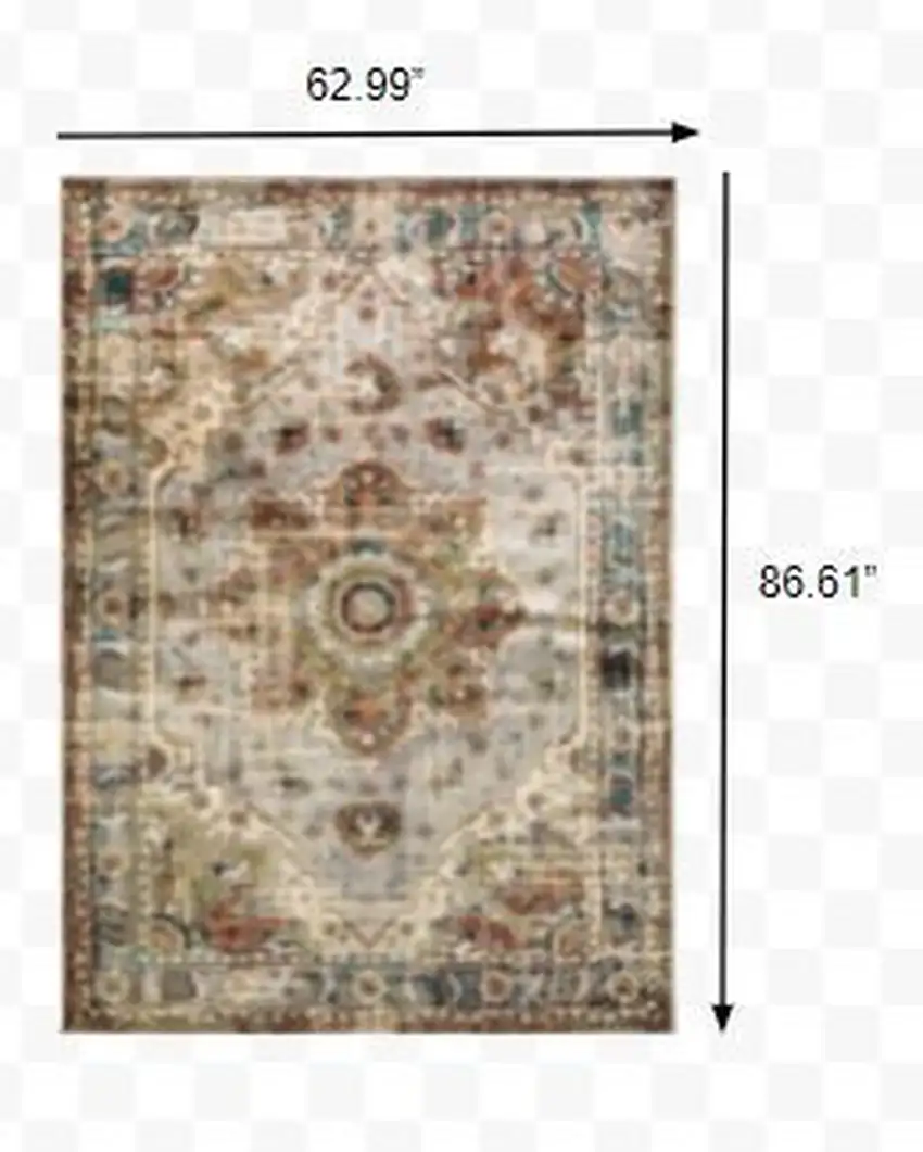 Gray and Rust Distressed Medallion Area Rug Photo 3