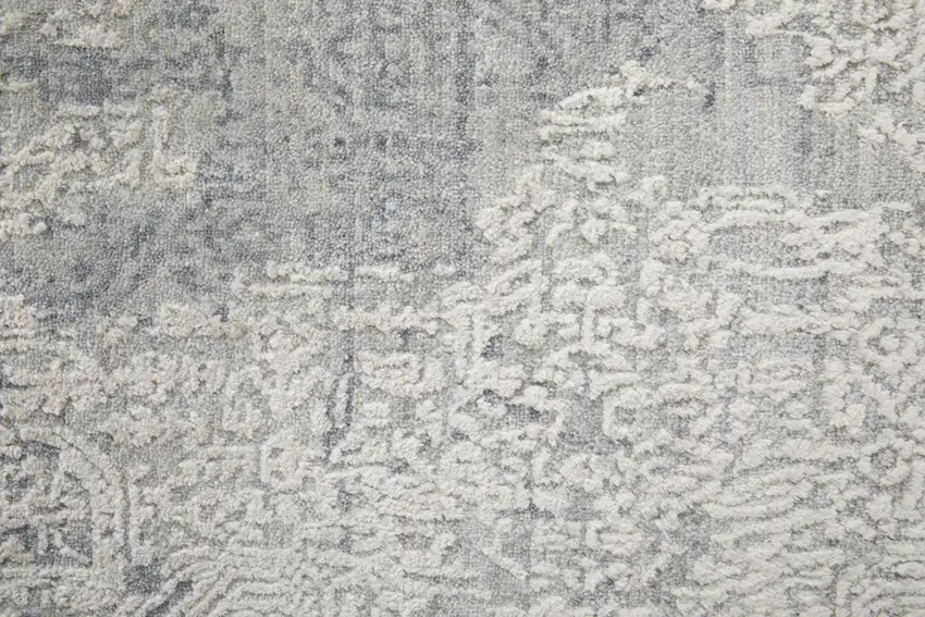 Gray and Silver Abstract Hand Woven Worn Faded Area Rug Photo 8