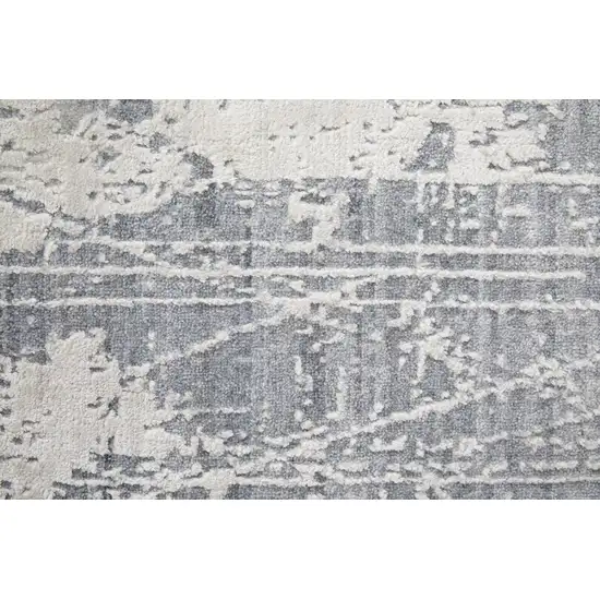 Gray and Silver Abstract Hand Woven Worn Faded Area Rug Photo 8