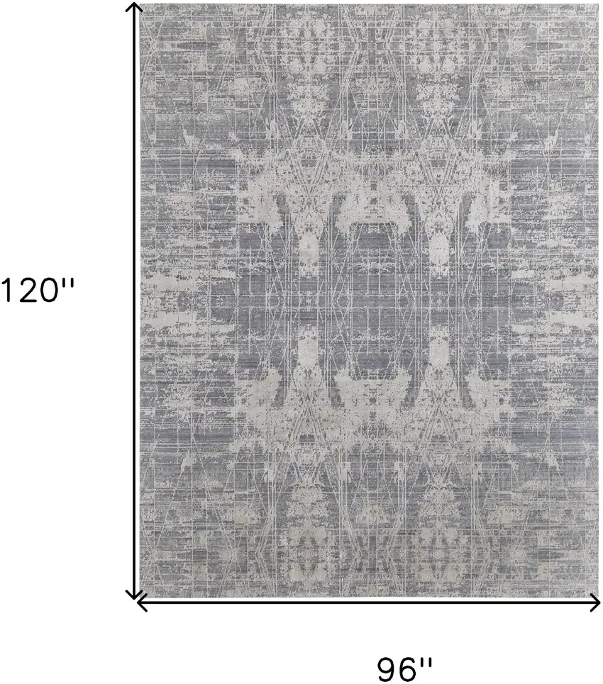 Gray and Silver Abstract Hand Woven Worn Faded Area Rug Photo 3
