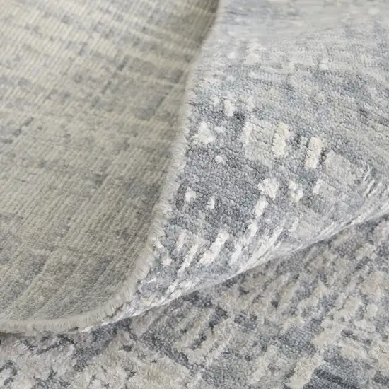 Gray and Silver Abstract Hand Woven Worn Faded Area Rug Photo 8