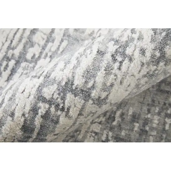 Gray and Silver Abstract Hand Woven Worn Faded Area Rug Photo 7