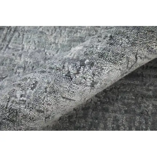 Gray and Silver Abstract Hand Woven Worn Faded Area Rug Photo 9
