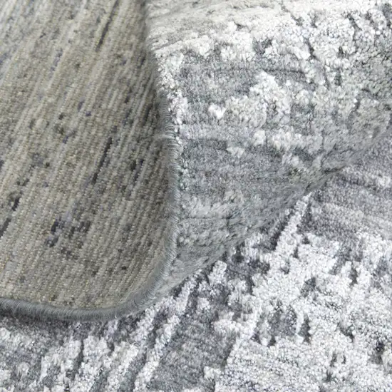 Gray and Silver Abstract Hand Woven Worn Faded Area Rug Photo 8