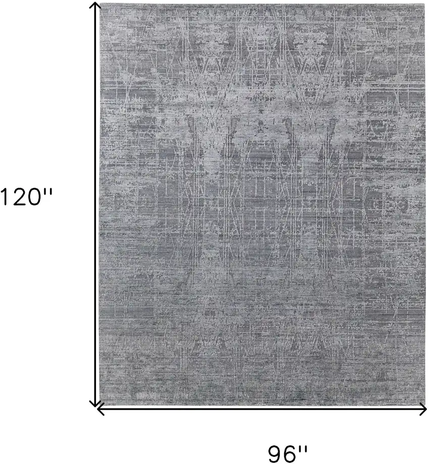Gray and Silver Abstract Hand Woven Worn Faded Area Rug Photo 3