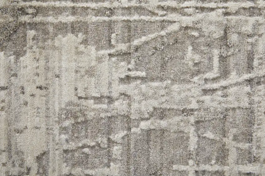 Gray and Silver Abstract Hand Woven Worn Faded Area Rug Photo 9