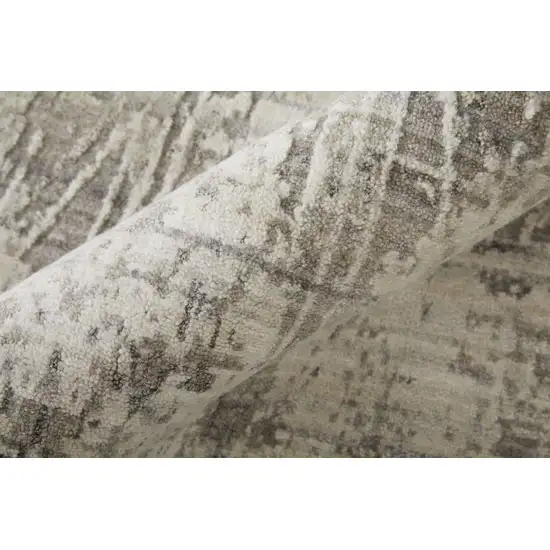 Gray and Silver Abstract Hand Woven Worn Faded Area Rug Photo 9