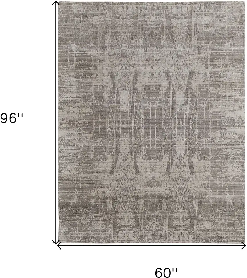 Gray and Silver Abstract Hand Woven Worn Faded Area Rug Photo 3