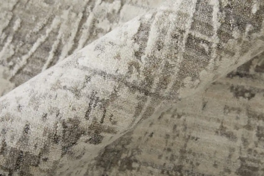 Gray and Silver Abstract Hand Woven Worn Faded Area Rug Photo 9