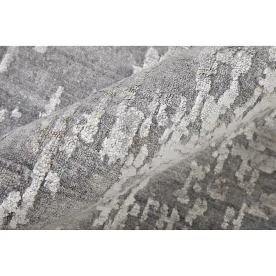 Gray and Silver Abstract Hand Woven Worn Faded Area Rug Photo 8