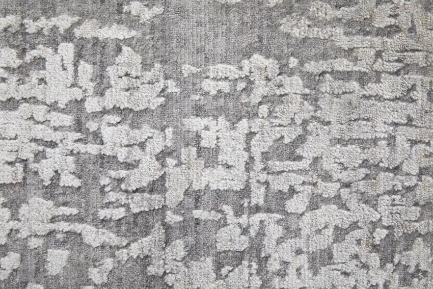 Gray and Silver Abstract Hand Woven Worn Faded Area Rug Photo 9
