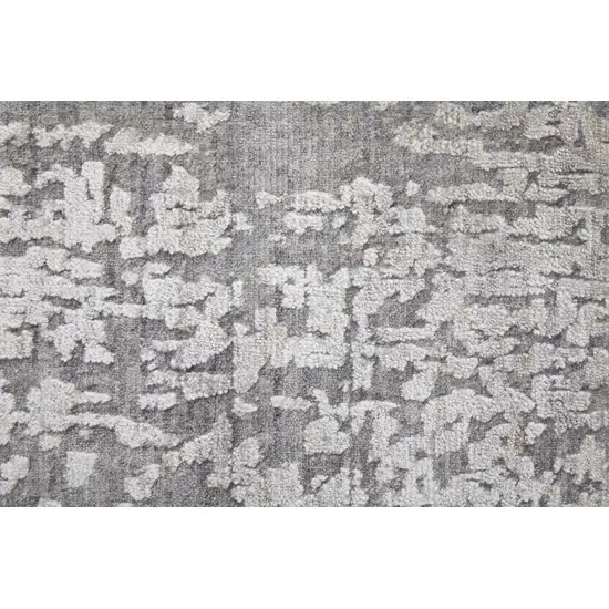 Gray and Silver Abstract Hand Woven Worn Faded Area Rug Photo 9