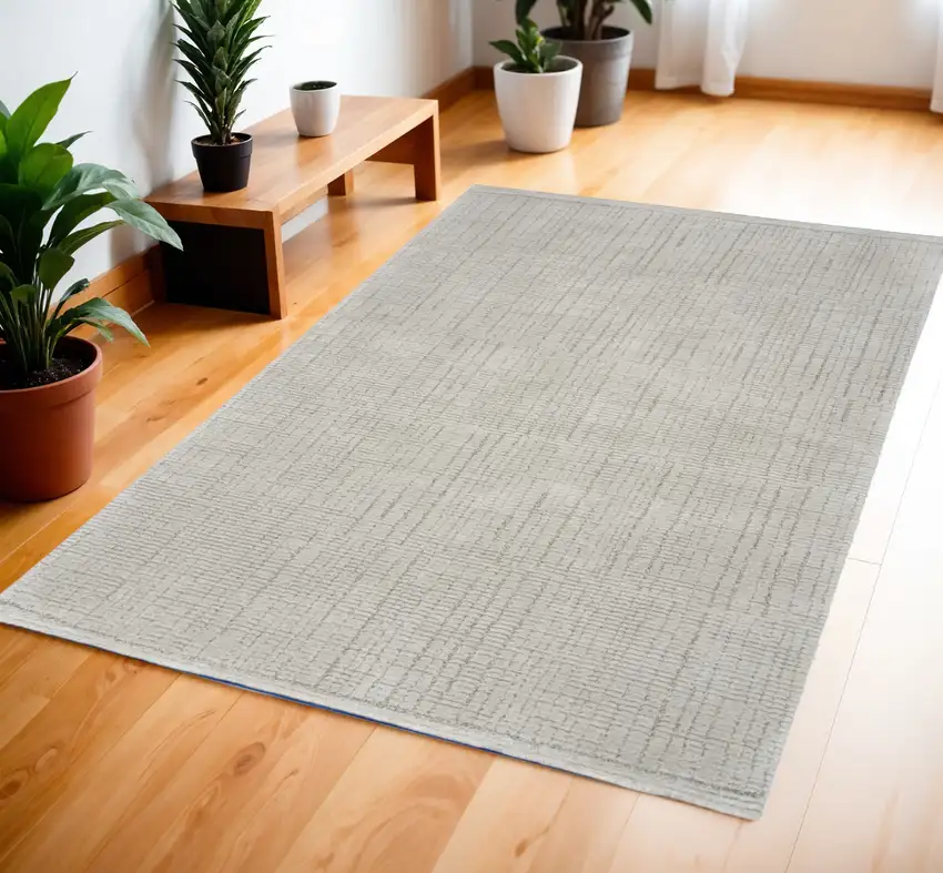 Gray and Silver Abstract Power Loom Area Rug Photo 1