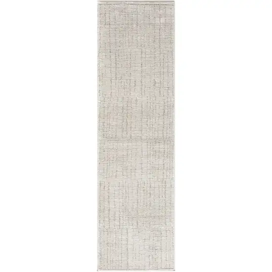 8' Gray And Silver Abstract Runner Rug Photo 9