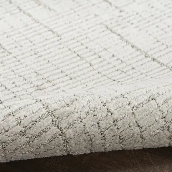 8' Gray And Silver Abstract Runner Rug Photo 8