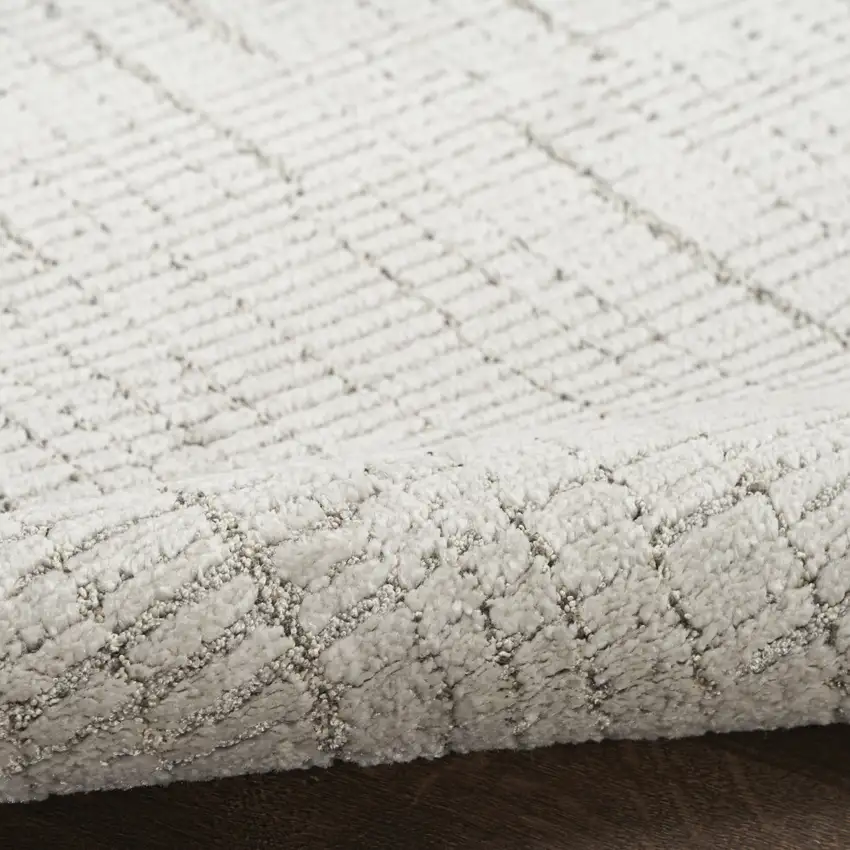 8' Gray And Silver Abstract Runner Rug Photo 8