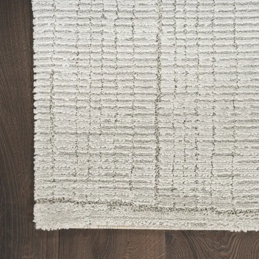 Gray and Silver Abstract Power Loom Runner Rug Photo 8