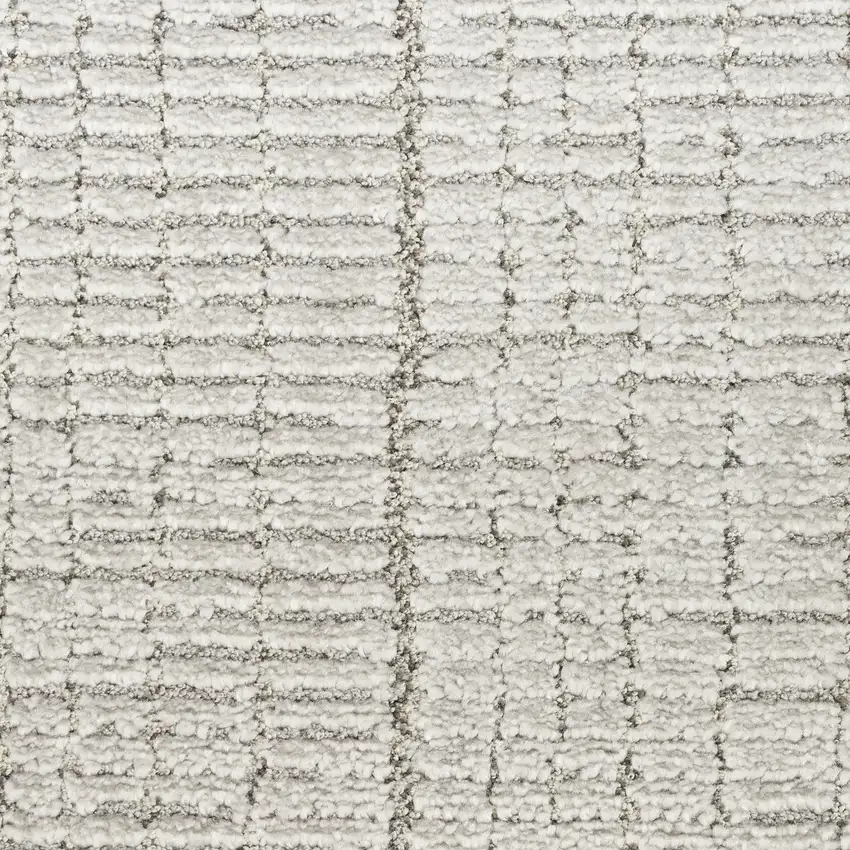Gray and Silver Abstract Power Loom Runner Rug Photo 9