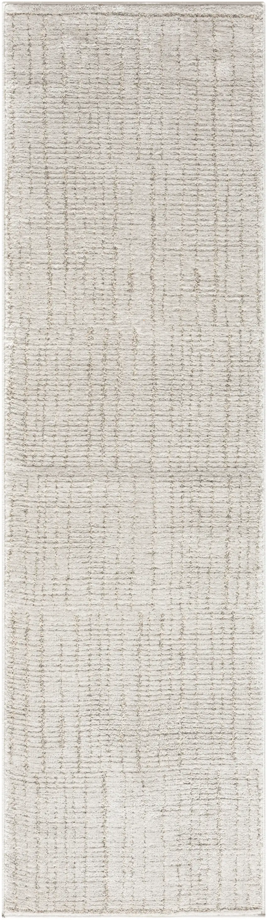 Gray and Silver Abstract Power Loom Runner Rug Photo 2