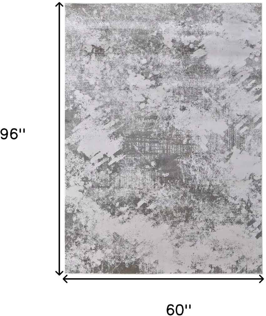 Gray and Silver Abstract Power Loom Worn Faded Area Rug Photo 3