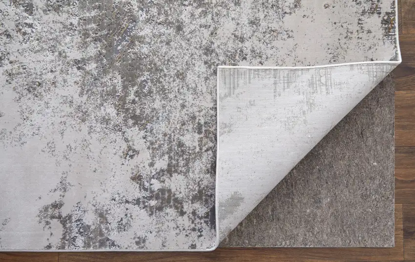 Gray and Silver Abstract Power Loom Worn Faded Area Rug Photo 4