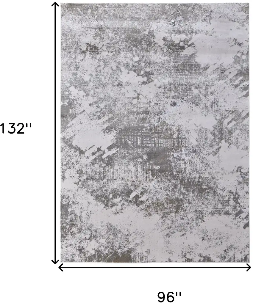 Gray and Silver Abstract Power Loom Worn Faded Area Rug Photo 3