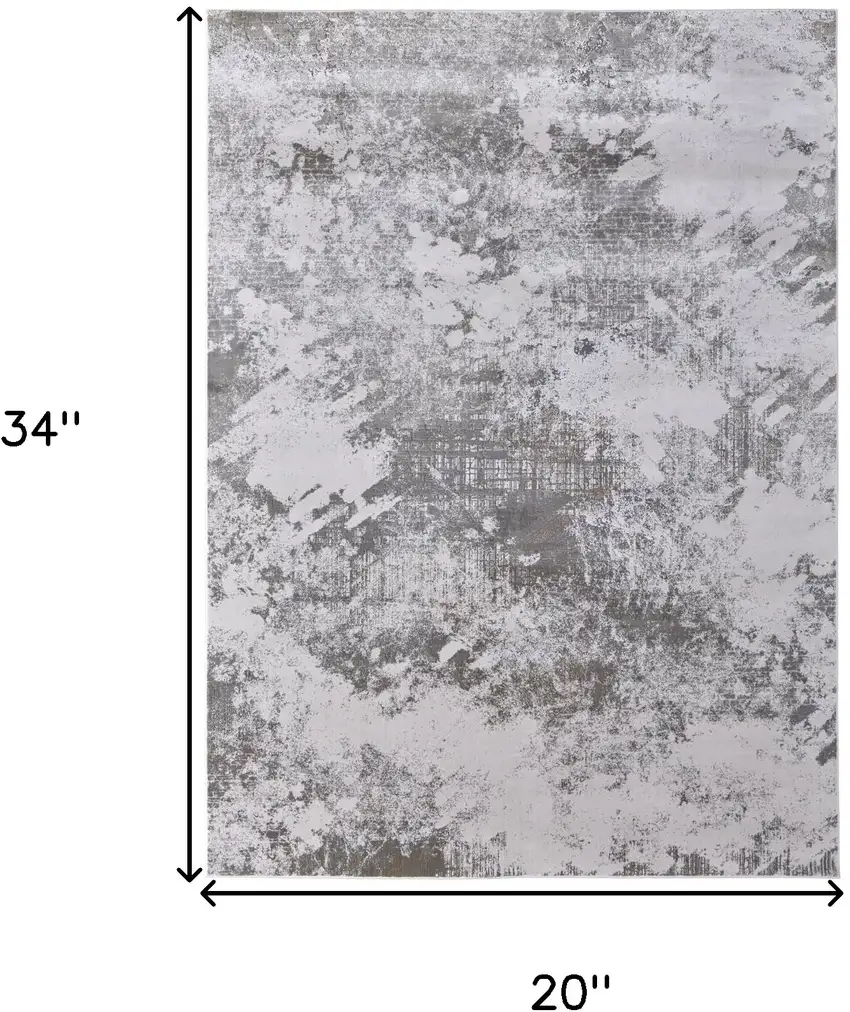 Gray and Silver Abstract Power Loom Worn Faded Area Rug Photo 8