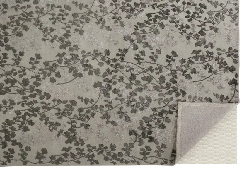 Gray and Silver Floral Hand Tufted Area Rug Photo 4