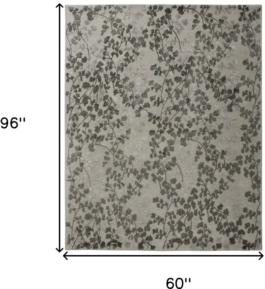 Gray and Silver Floral Hand Tufted Area Rug Photo 3