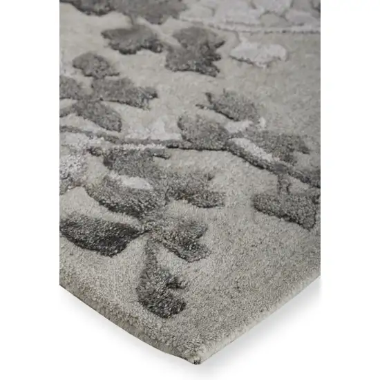 Gray and Silver Floral Hand Tufted Area Rug Photo 6
