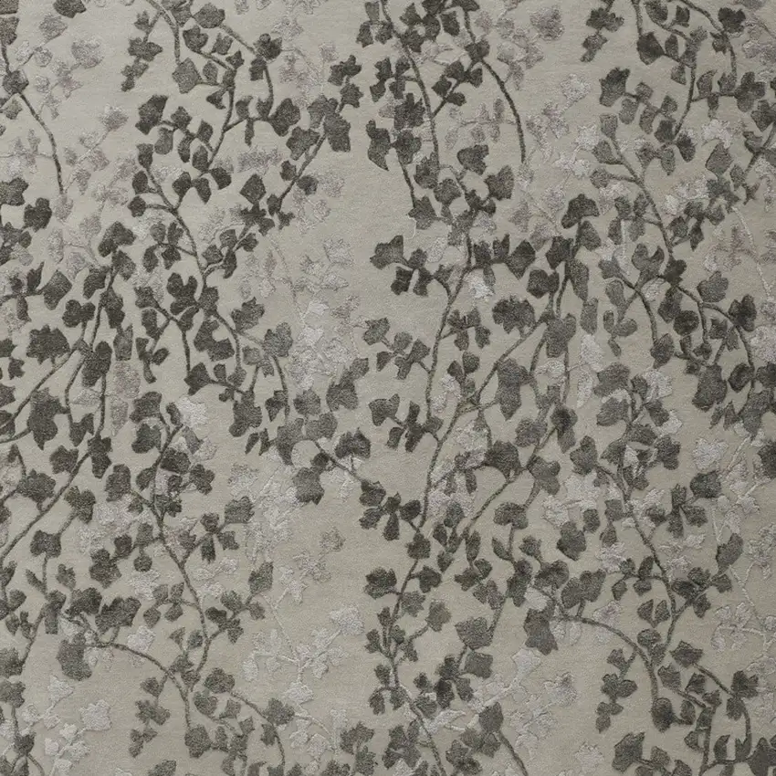 Gray and Silver Floral Hand Tufted Area Rug Photo 6