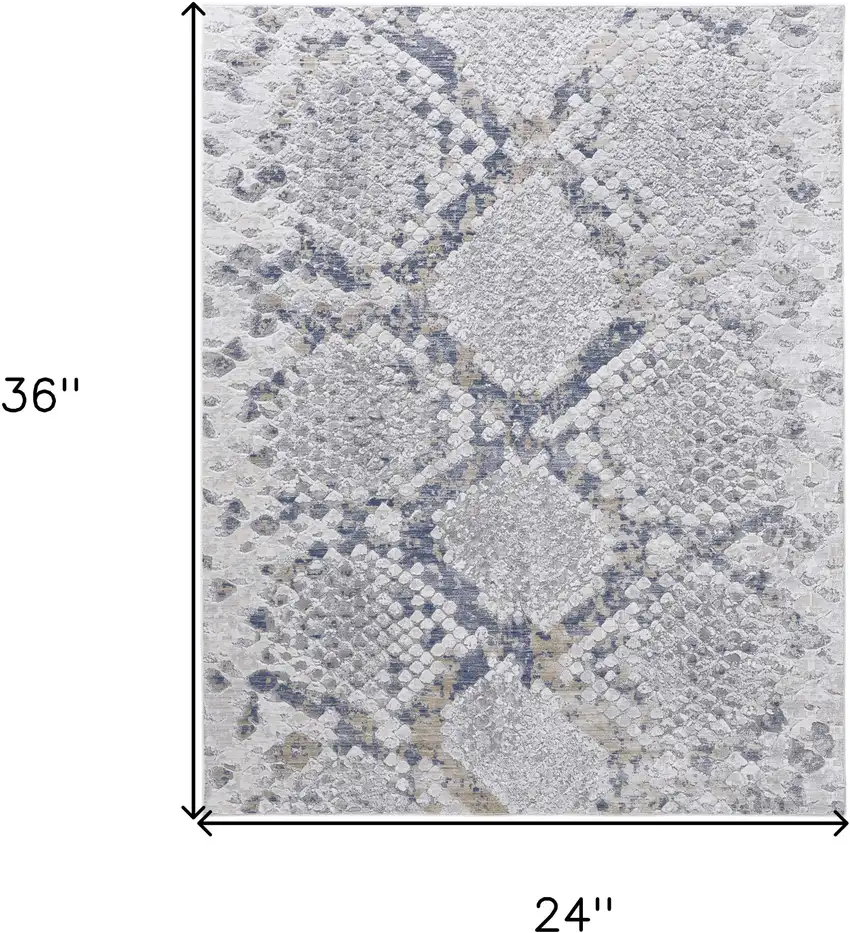 Gray and Silver Floral Power Loom Area Rug Photo 3