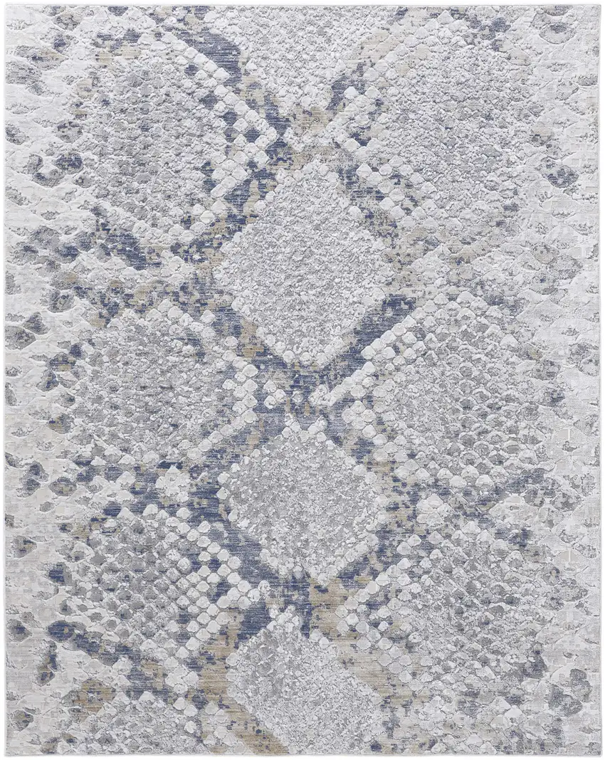 Gray and Silver Floral Power Loom Area Rug Photo 2