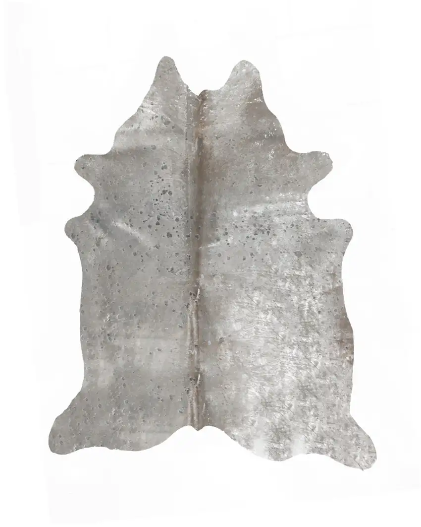 Gray and Silver Genuine Cowhide Hand Knotted Area Rug Photo 1